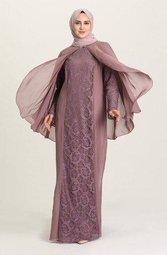 Beige-Rose Hijab-Abendkleider 3002-02