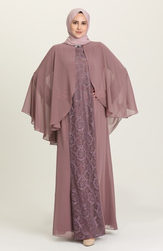 Beige-Rose Hijab-Abendkleider 3002-02