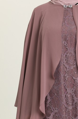 Beige-Rose Hijab-Abendkleider 3002-02