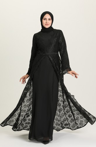 Schwarz Hijab-Abendkleider 3004-04