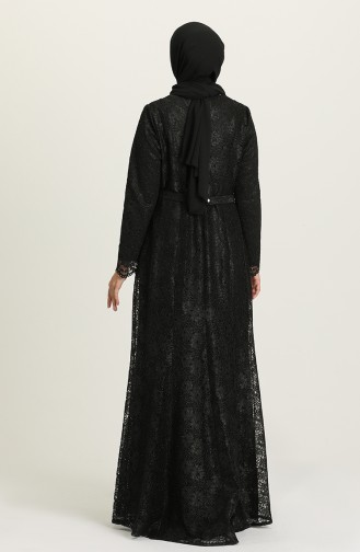 Black Hijab Evening Dress 3004-04