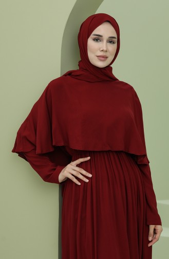Claret Red Hijab Dress 8329-03