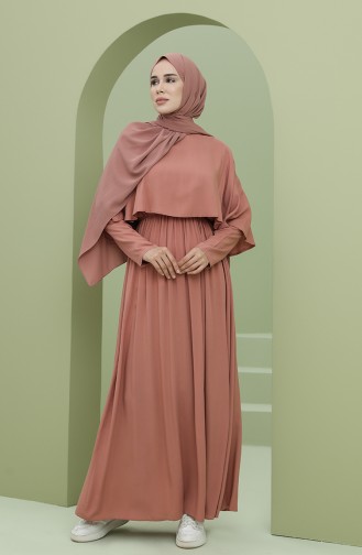 Beige-Rose Hijab Kleider 8329-04