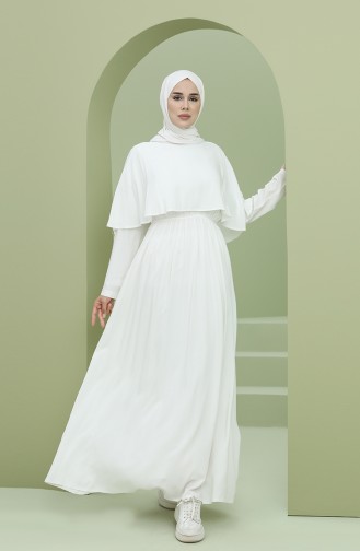 Ecru Hijab Dress 8329-05