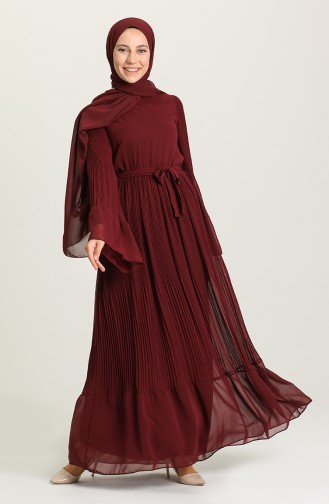 Claret Red Hijab Dress 3031-02