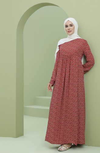 Claret Red Hijab Dress 3298-02