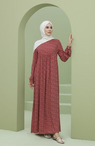 Weinrot Hijab Kleider 3298-02