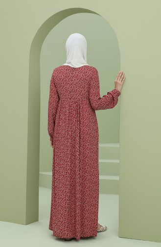 Claret Red Hijab Dress 3298-02