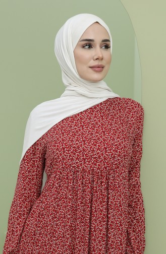 Weinrot Hijab Kleider 3298-02