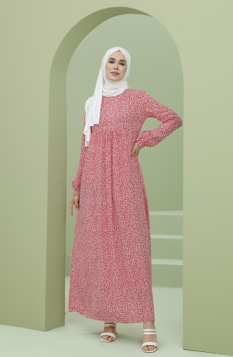 Red Hijab Dress 3298-03