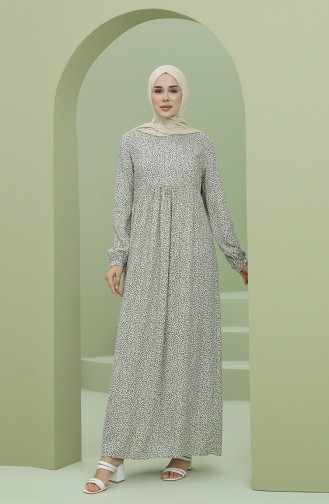 Grün Hijab Kleider 3374-04