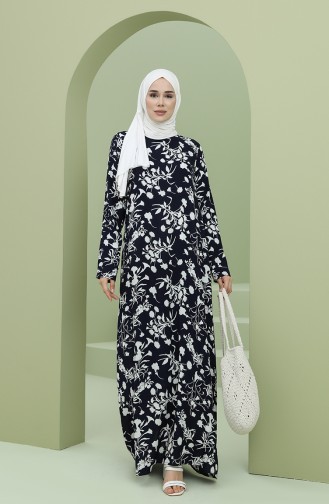 Navy Blue Hijab Dress 3301-01