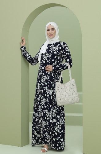 Dunkelblau Hijab Kleider 3301-01