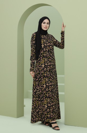 Schwarz Hijab Kleider 3301-07