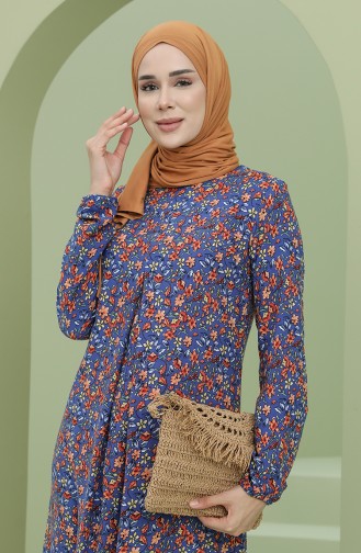 Navy Blue Hijab Dress 3302-02