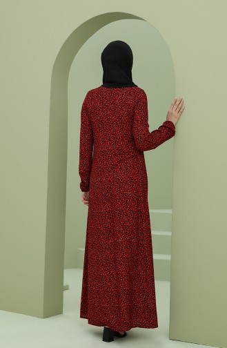 A Pile Viskon Elbise 3302-03 Kırmızı