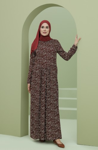 Dark Claret Red Hijab Dress 3304-01