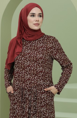 Dark Claret Red Hijab Dress 3304-01