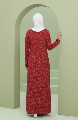 Claret Red Hijab Dress 3304-02