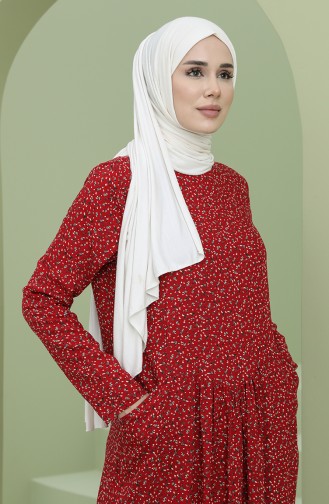 Claret Red Hijab Dress 3304-02