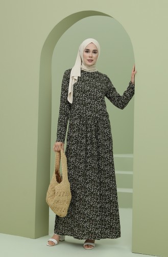 Khaki Hijab Dress 3304-03