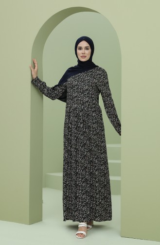 Schwarz Hijab Kleider 3304-04