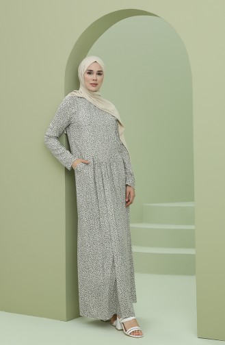 Grün Hijab Kleider 3304-07