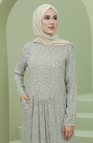 Grün Hijab Kleider 3304-07