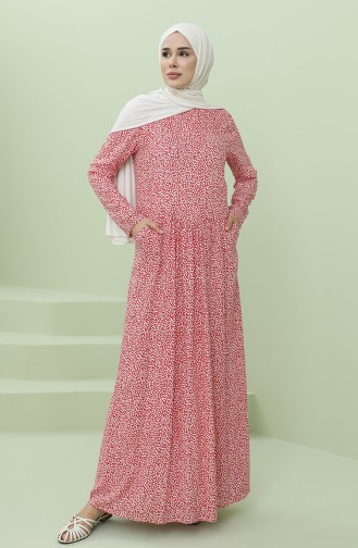 Rot Hijab Kleider 3304-08