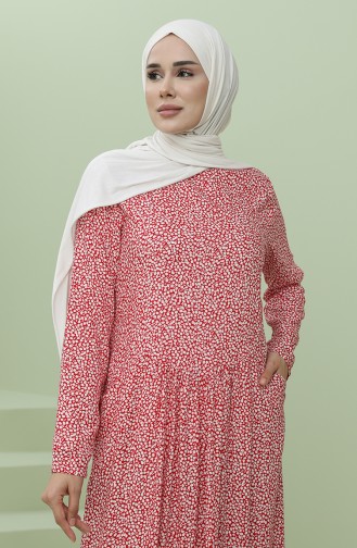 Rot Hijab Kleider 3304-08