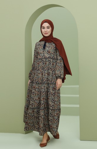 Beige Hijab Dress 22K1508-03