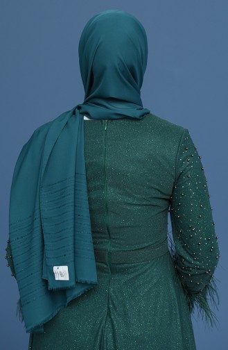 Simli Abiye Şal 1031-08 Zümrüt Yeşili