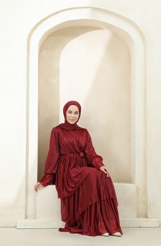 Claret red İslamitische Avondjurk 5385-05