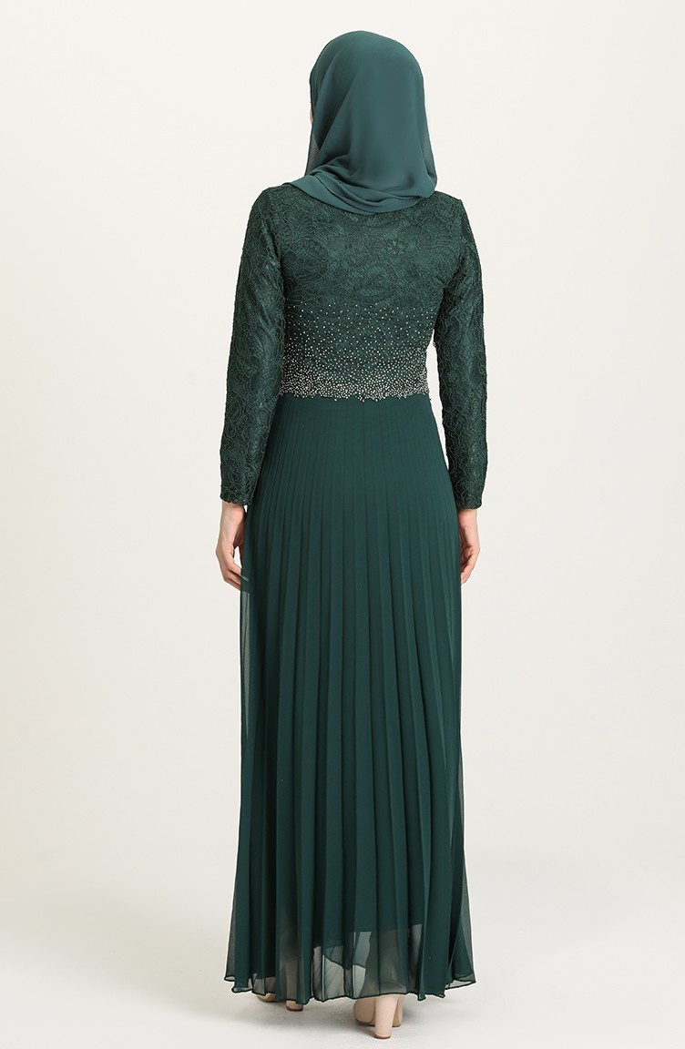 Emerald Green Hijab Evening Dress 303001 Sefamerve