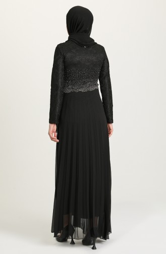 Black Hijab Evening Dress 3030-02