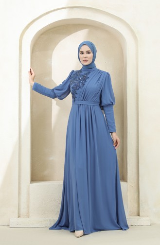 Indigo Hijab Evening Dress 1112-02
