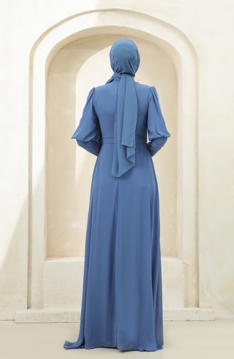 Indigo Hijab-Abendkleider 1112-02