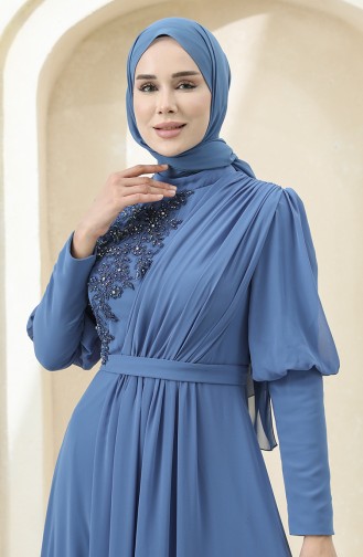Indigo Hijab Evening Dress 1112-02