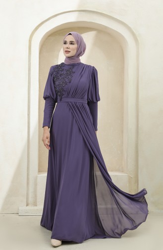 Violet Hijab Evening Dress 1112-03