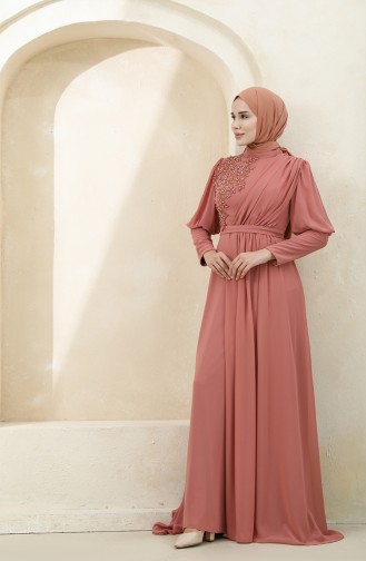 Onion Peel Hijab Evening Dress 1112-05