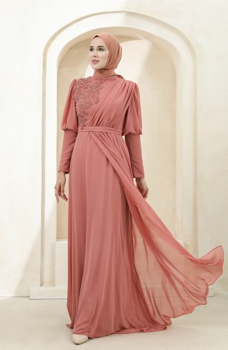 Onion Peel Hijab Evening Dress 1112-05