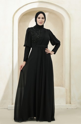 Schwarz Hijab-Abendkleider 1112-06