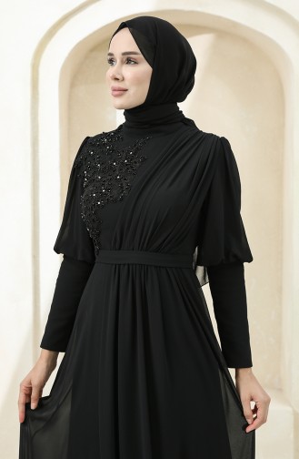 Schwarz Hijab-Abendkleider 1112-06
