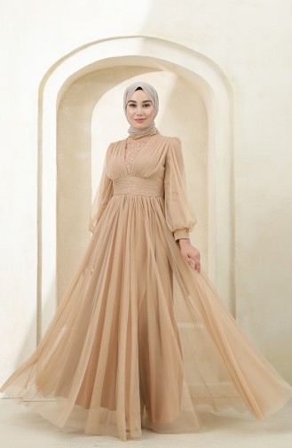 Gold Hijab Evening Dress 3403-02