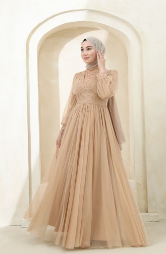 Gold Hijab Evening Dress 3403-02