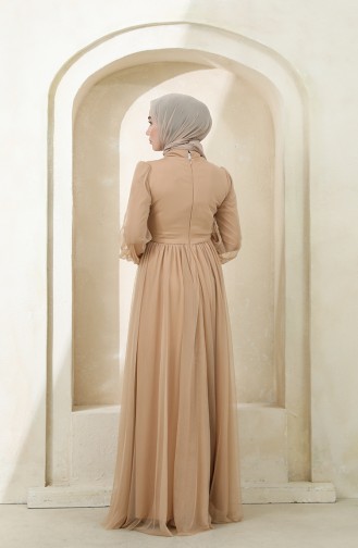 Gold Hijab Evening Dress 3403-02