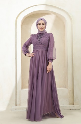 Violet Hijab Evening Dress 3403-03
