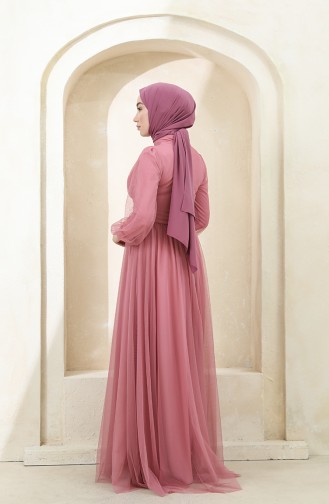 Powder Hijab Evening Dress 3403-04