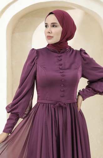 Dunkel-Lila Hijab-Abendkleider 3404-03