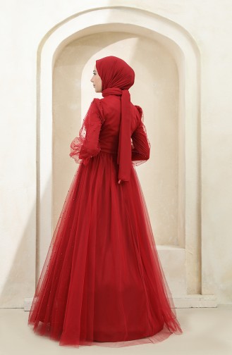 Red Hijab Evening Dress 3405-01